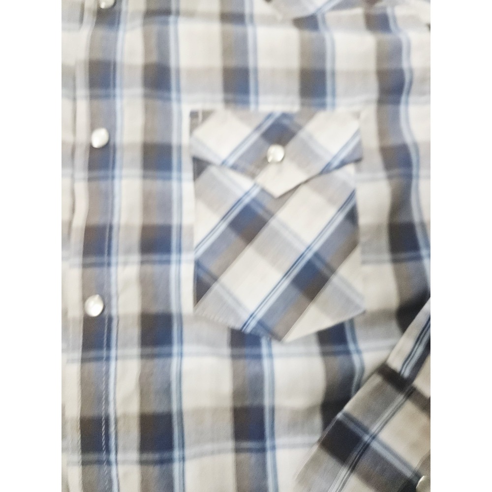 High Noon Men's VTG Pearl Snap Western Shirt Blue Plaid Size Large - Picture 4 of 7